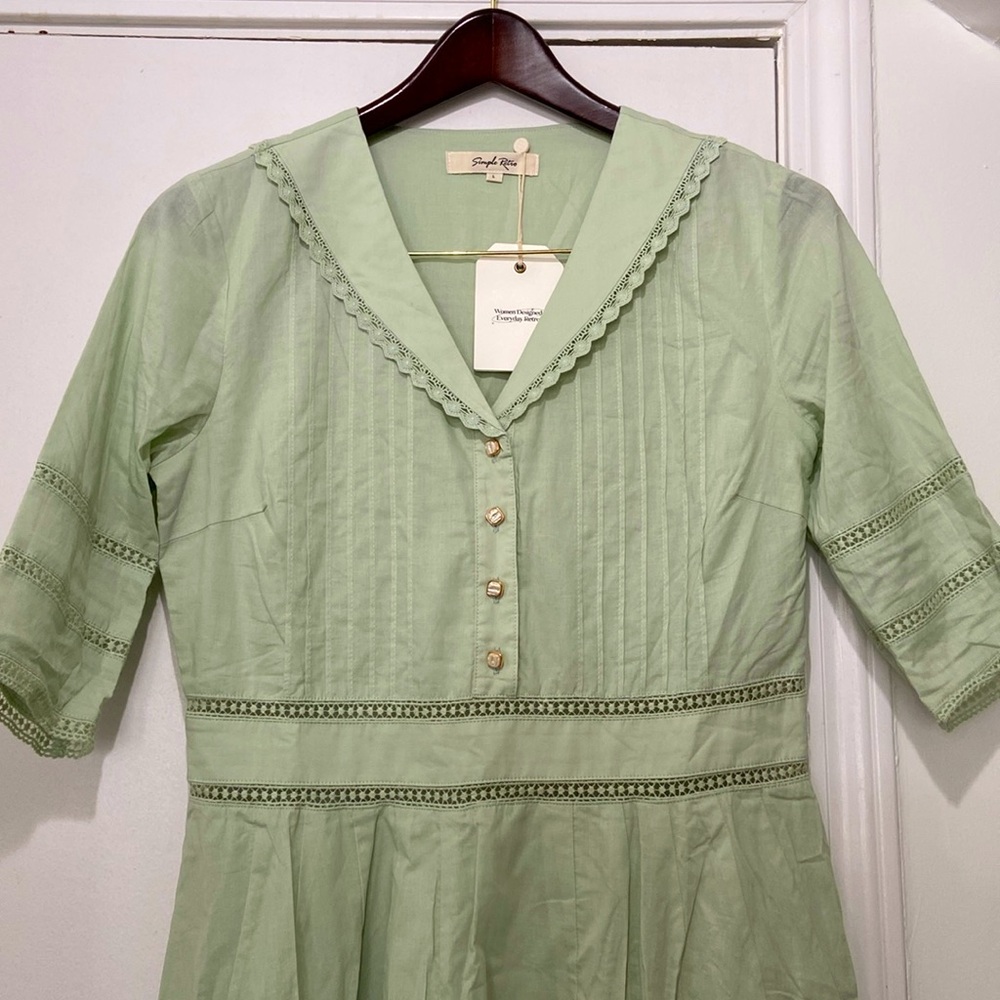 Simple Retro Cotton Midi Dress